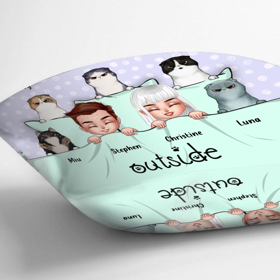 Personalized Cat Blanket/Pillow Cover - Gift Idea For Cat Lover with up to 5 Cats - It's Too Peopley Outside