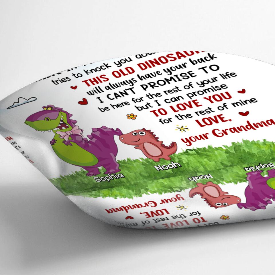 Personalized To My Grandson Dinosaur Pillow Cover/Fleece Blanket/Quilt - Gift Idea For Grandkid From Grandma - Never Forget That I Love You