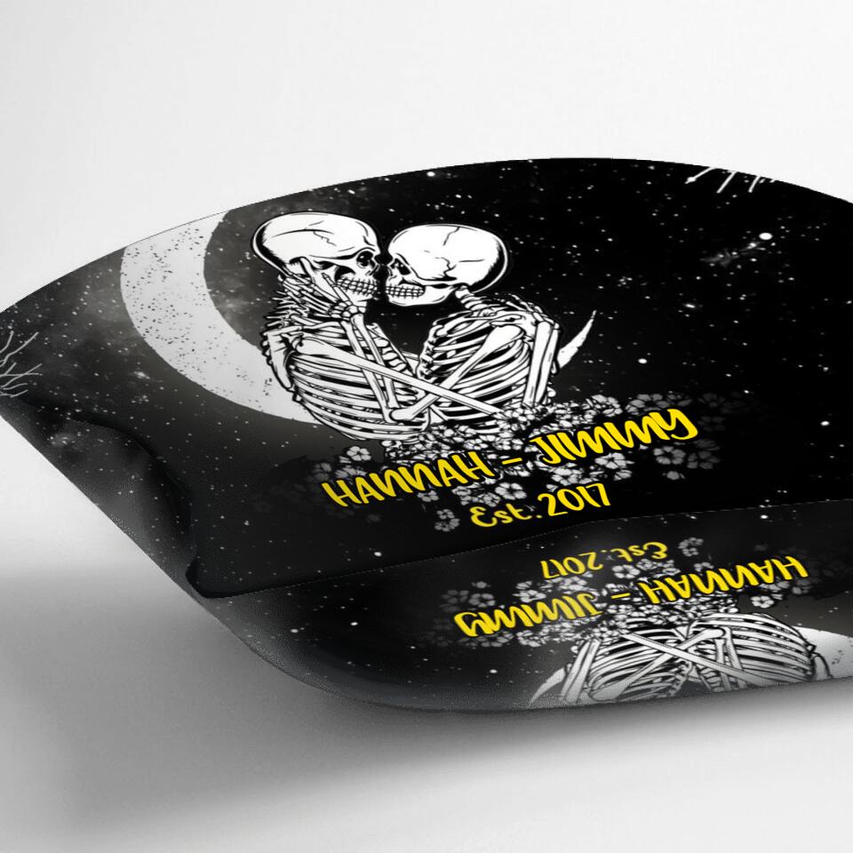 Personalized Skull Couple Fleece Blanket/Quilt/Pillow Cover - Gift Idea For Couple - Till Death Do Us Part