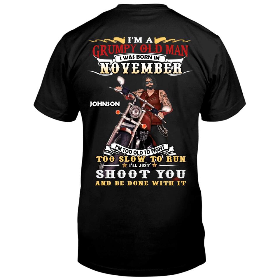 Personalized Biker Man T-Shirt - Gift Idea For Biker Lovers - I'm A Grumpy Old Man