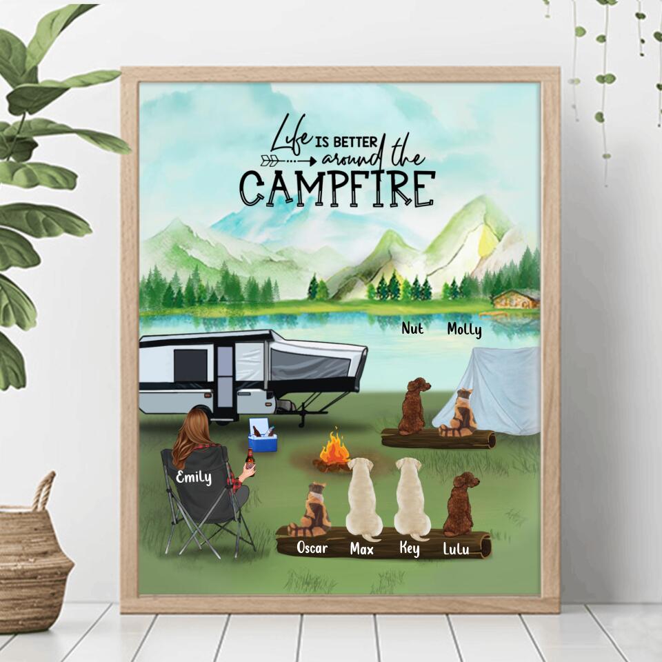 Personalized Camping Poster - Gift For Pet Mom/Dad, Solo Camping Lovers - Up to 6 Pets