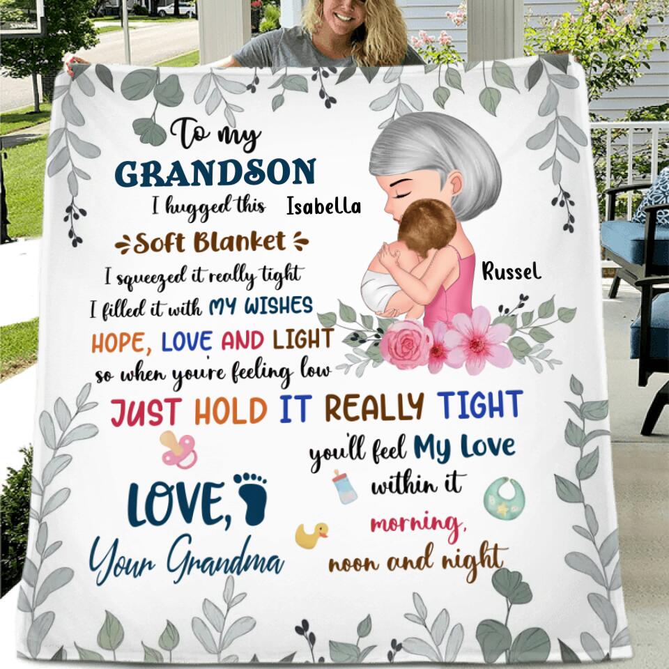 Personalized To My Grandson Fleece Throw Blanket/Quilt/Pillow Cover - Gift Idea For Newborn Grandson/Granddaughter - To My Grandson