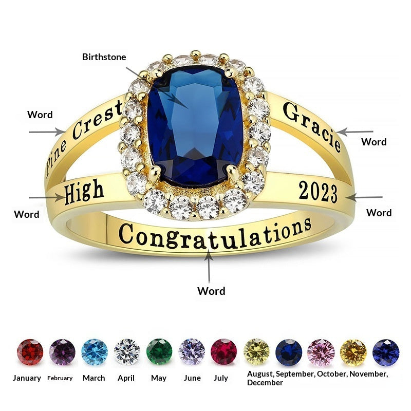 925 Sterling Silver Commemorative Gift Zircon Ring