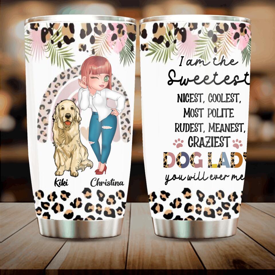 Personalized Dog Mom Chibi Tumbler - Up to 4 Dogs - Gift For Dog Lover - I Am The Craziest Dog Lady