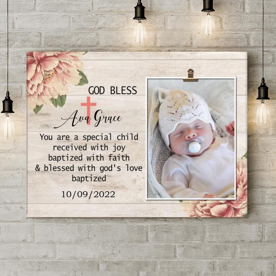 Personalized Baby Photo Canvas - Christmas Gift Idea For New Born Baby - You Are A Special Child Received With Joy