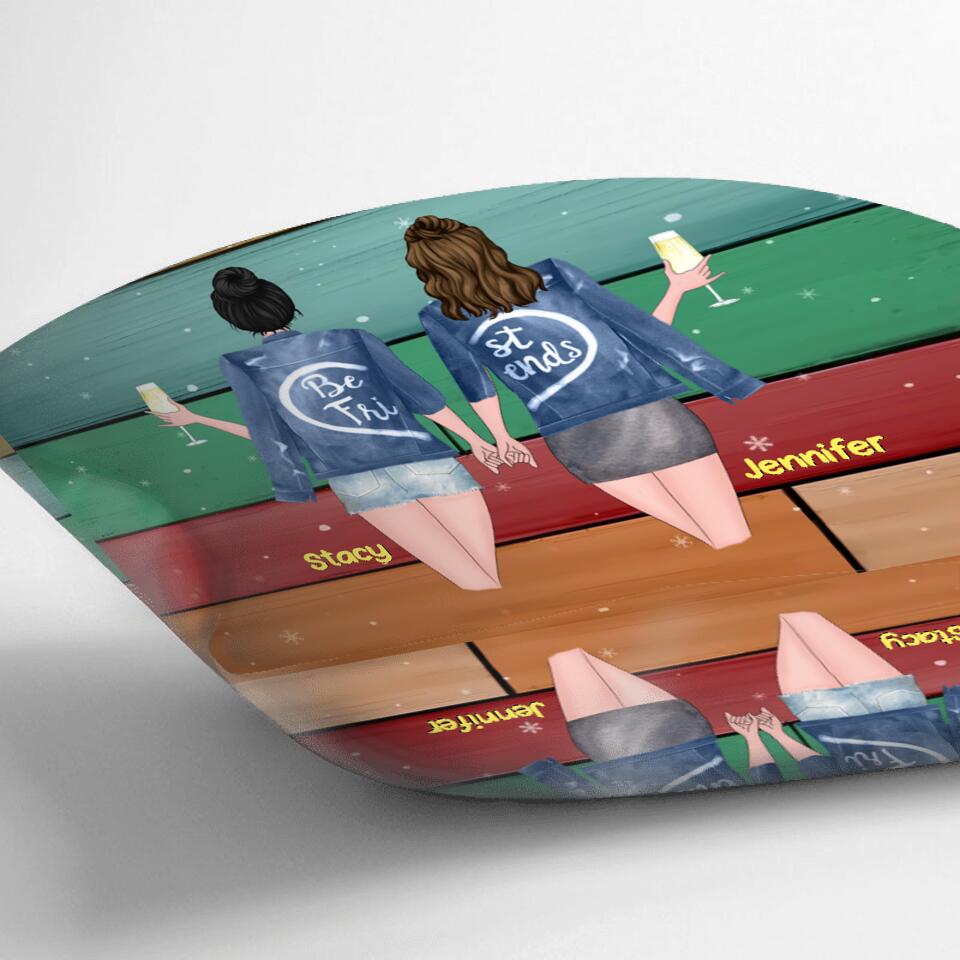 Personalized BFFs Pillow Cover Cushion Cover - Gift For Best Friends - 2 Besties With Drinks Pillow Cover Cushion Cover