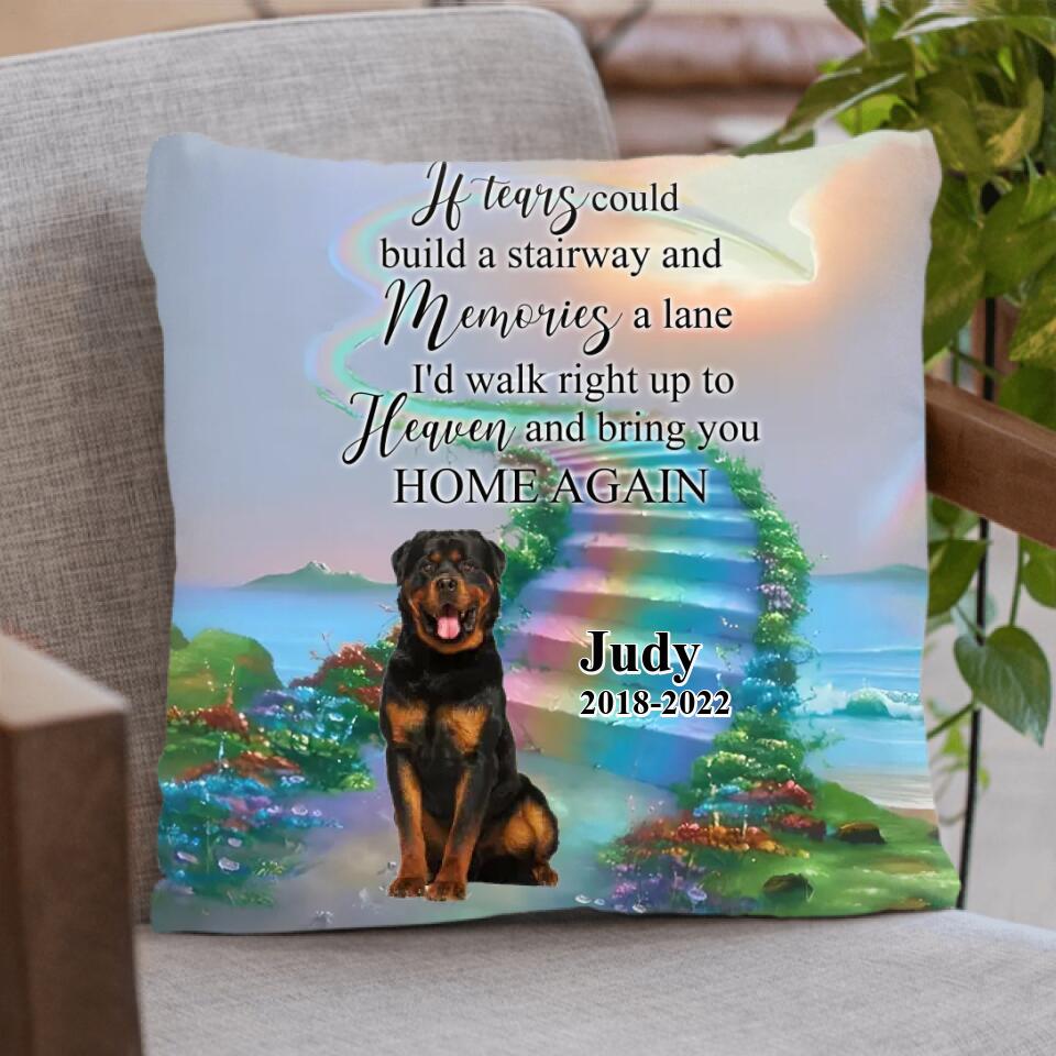 Personalized Cat Dog In Heaven Pillow Cover - Memorial Gift Idea For Pet Lover - If Tears Could Build A Stairway