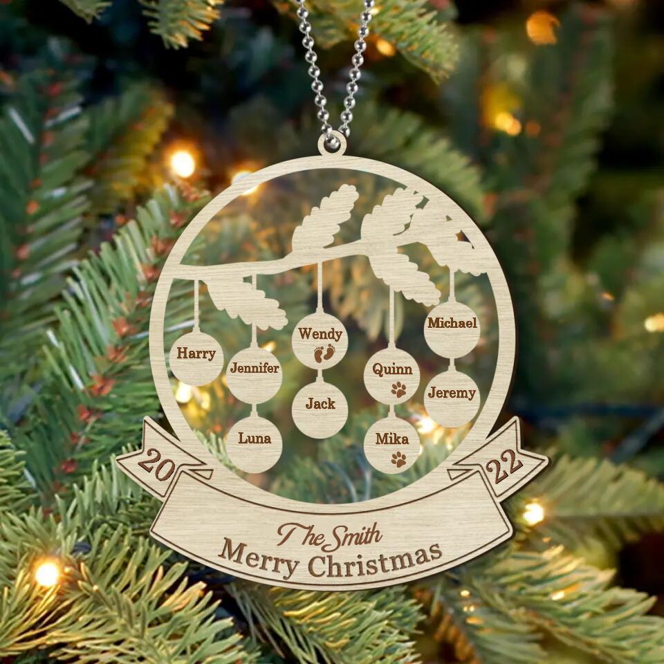 Personalized Family Acrylic Ornament - Up to 9 Members - Christmas Gift Idea For Family - Merry Christmas