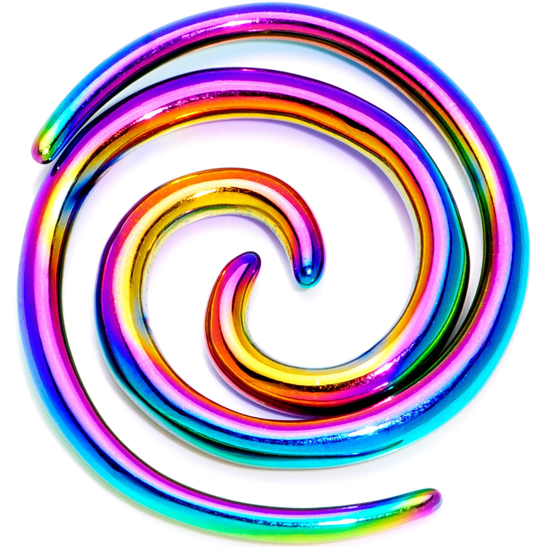 Rainbow Anodized Titanium Micro Spiral Taper Set 12G to 8G
