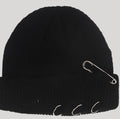 Women's Playful Japanese Knit Beanie Hat with Safety Pins - Image 13