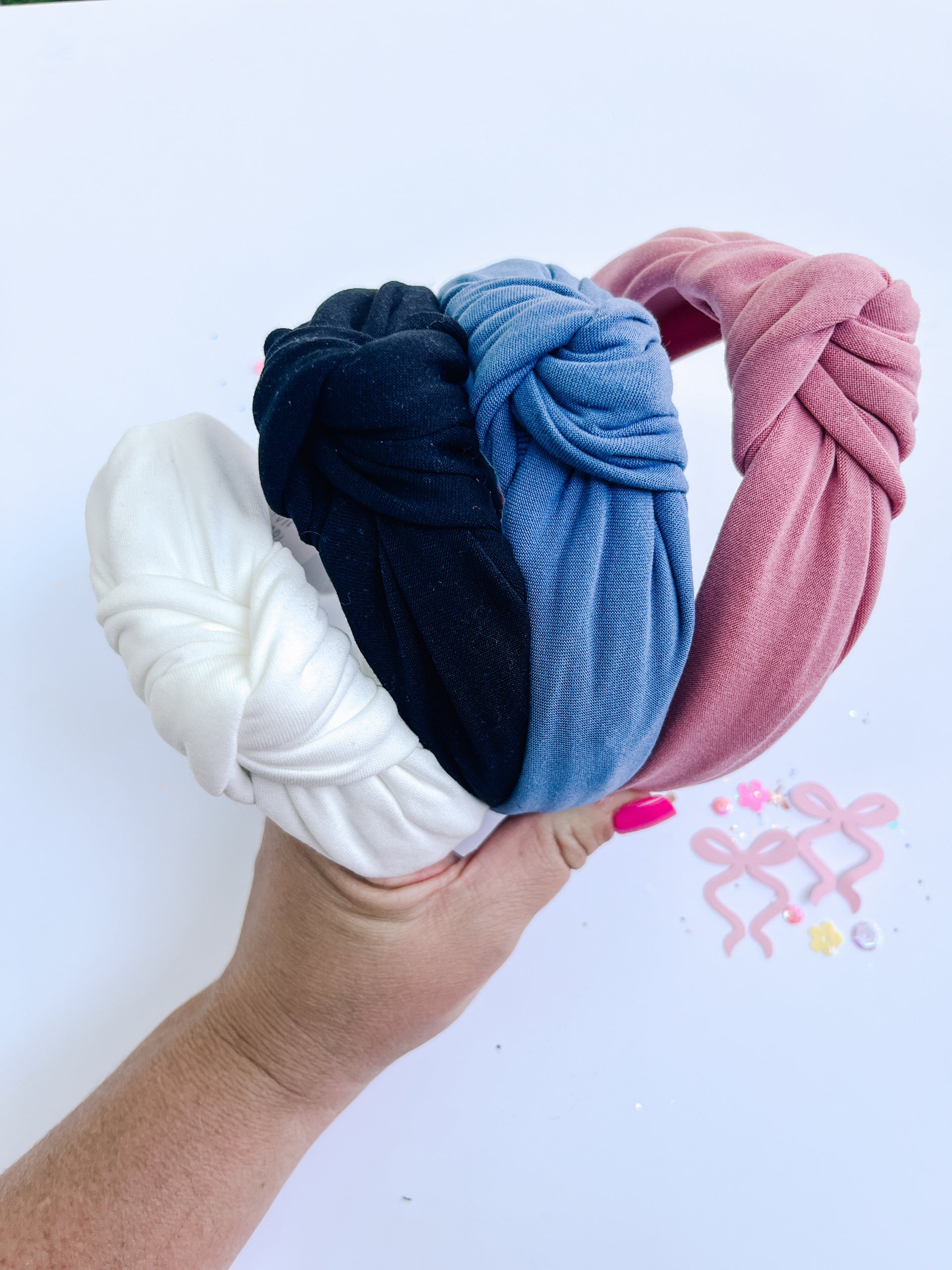 White Solid Knotted Headband Soft Everyday Hair Accessory - Image 4