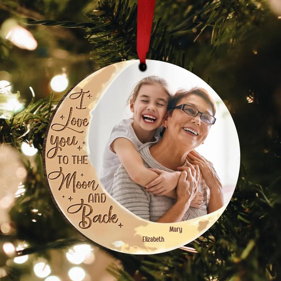 Personalized Christmas Wooden Ornament - Upload Photo - I Love You To The Moon and Back