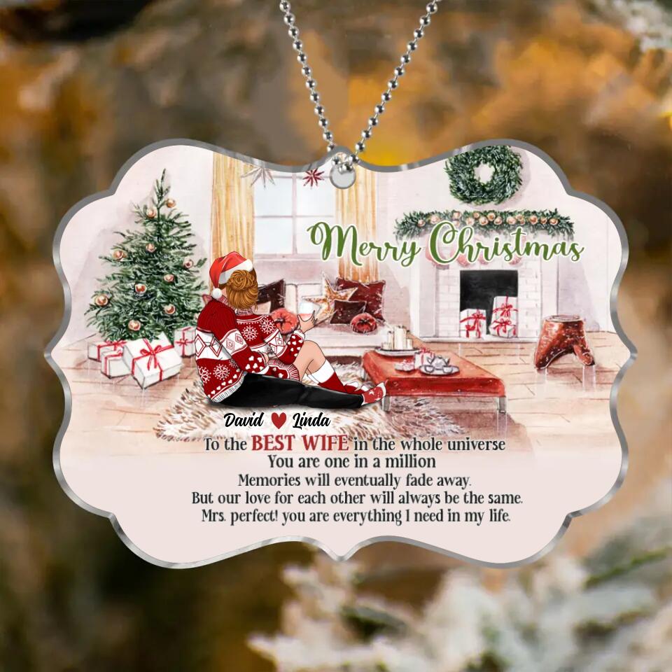 Personalized Hugging Couple Xmas Rectangle Ornament - Gift Idea For Couple - To The Best Wife In The Whole Universe