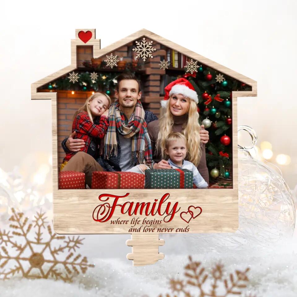 Personalized Family Photo Tree Topper - Christmas Gift Idea For Family - Family Where Life Begins And Love Never Ends