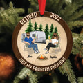 Personalized Couple Circle Wooden Ornament - Gift Idea For Couple/Camping Lovers - Retired 2022, Not My Problem Anymore
