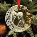 Personalized Couple Skeleton Circle Wooden Ornament - Gift Idea For Couple - I Love You To The Moon & Back