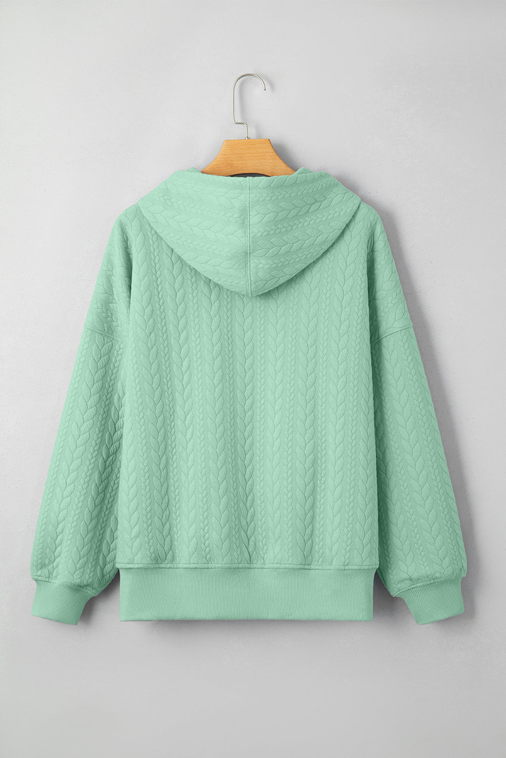Moonlight Jade Cable Textured Baggy Hoodie