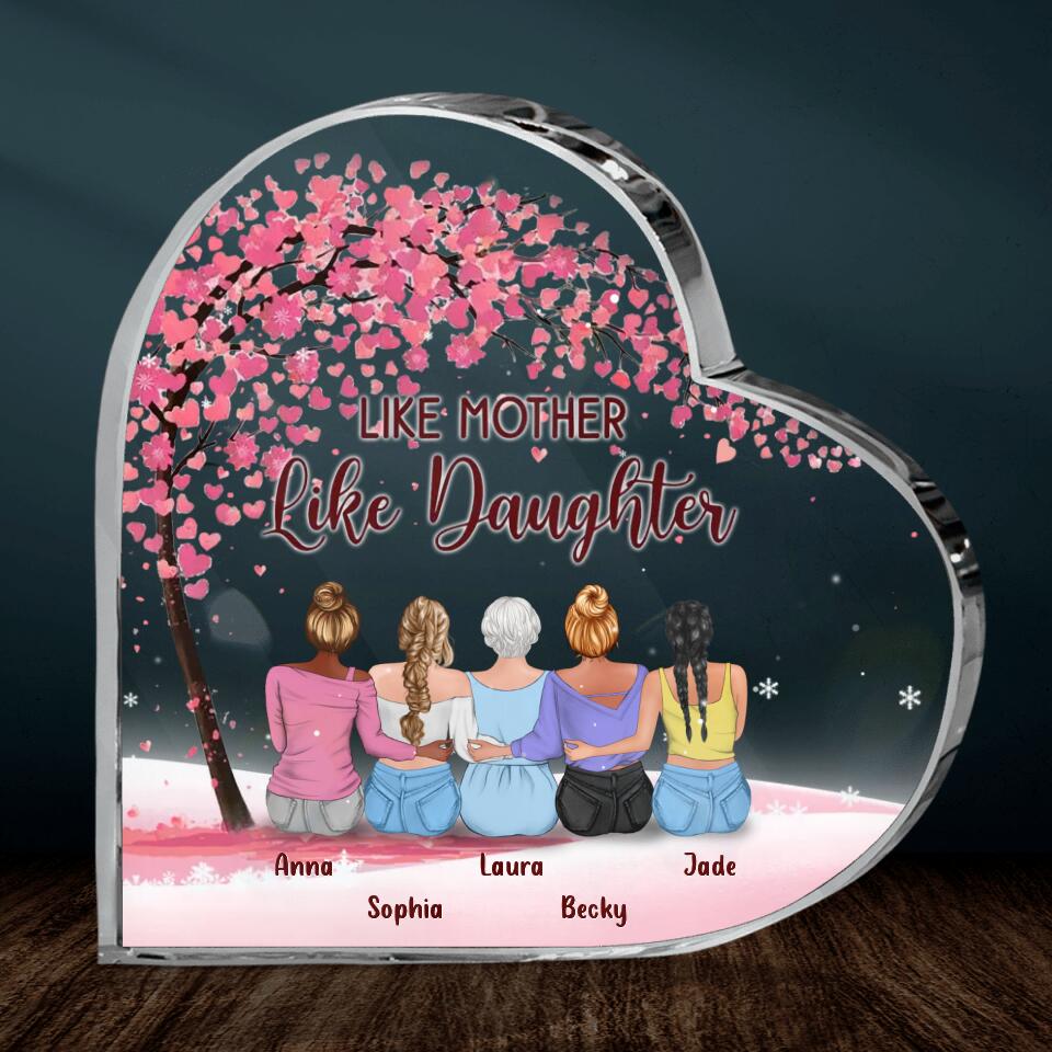 Personalized Mom & Daughters Crystal Heart - Gift Idea For Mom/Mother's Day Gift Idea - Up to 4 Daughters - Like Mother Like Daughter