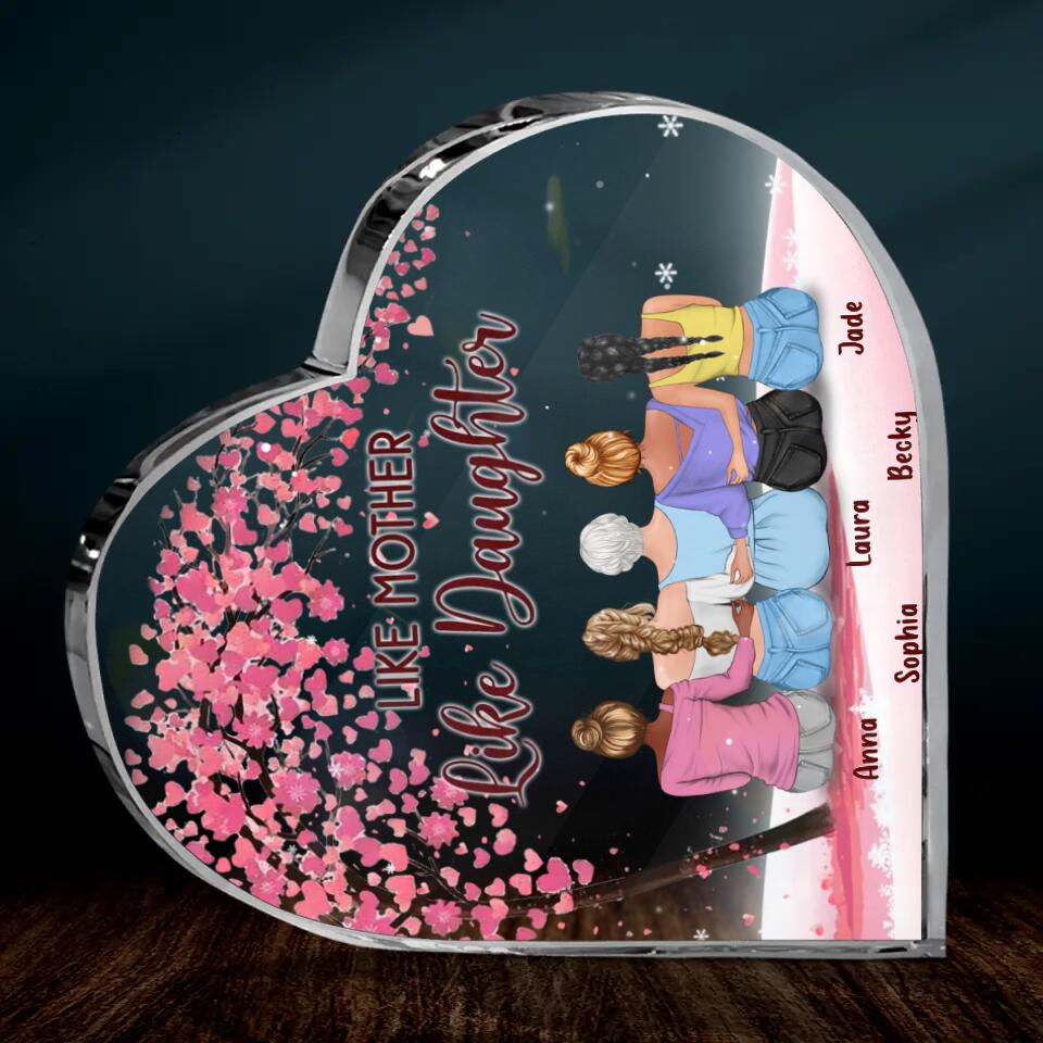 Personalized Mom & Daughters Crystal Heart - Gift Idea For Mom/Mother's Day Gift Idea - Up to 4 Daughters - Like Mother Like Daughter