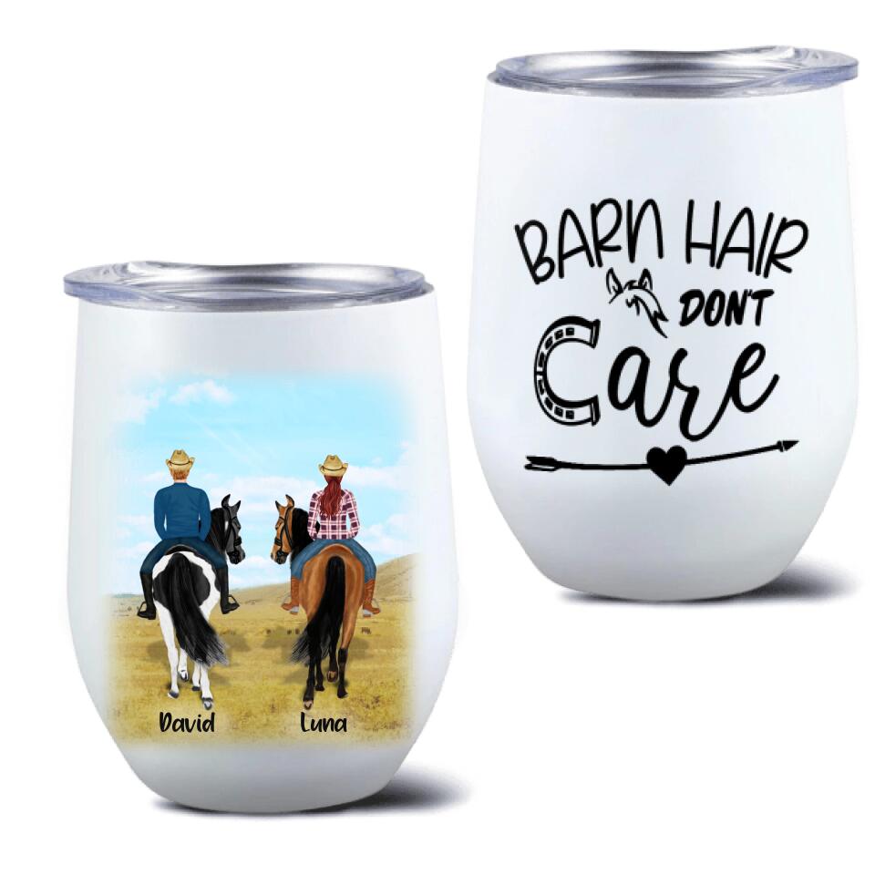 Personalized Horse Riding Wine Tumbler - Best Gift For Horse Lover - Barn Hair Don't Care - TM5W8Q