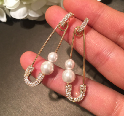 S925 Silver Earrings with Crystal Pearl Studs