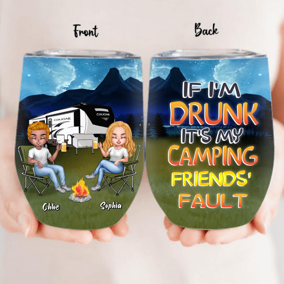 Personalized Camping Friends Wine Tumbler - Up to 7 People - Gift Idea For Friends/Camping Lover - Life Is Better When You're Camping With Friends