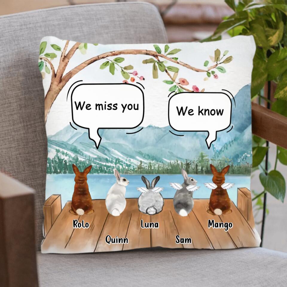 Personalized Memorial Rabbits Quilt/Fleece Blanket/Pillow Cover - Up to 5 Rabbits - Memorial Gift Idea For Rabbits Owners