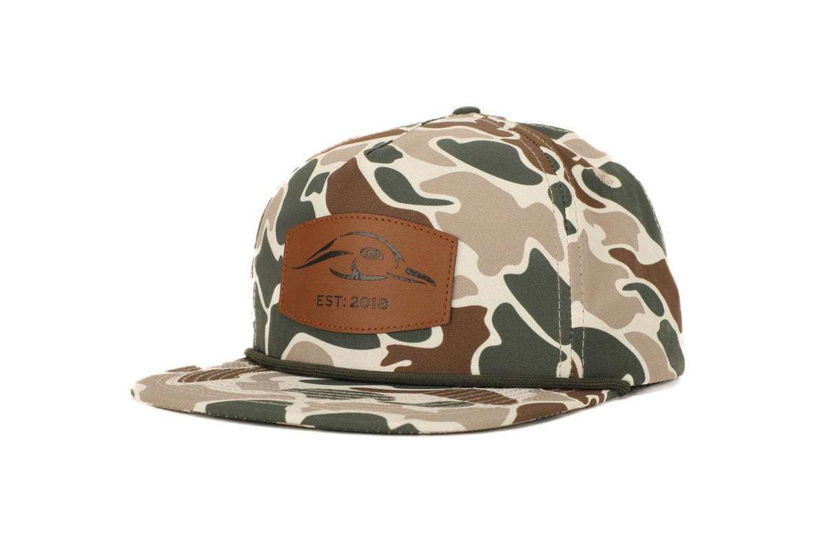Youth Leather Patch Vintage Rope Hat in Green and Brown