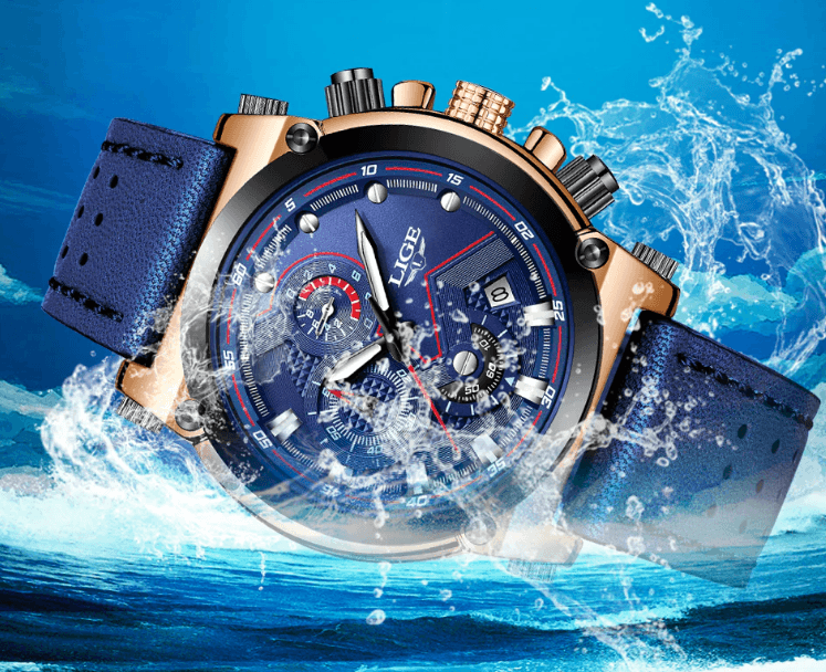 Modern Waterproof Quartz Watch with Genuine Leather Strap