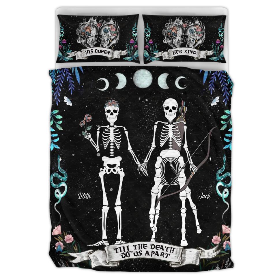 Personalized Horoscope Skeleton Couple Quilt Bed Sets - Gift Idea For Couple, Husband and Wife - Till The Death Do Us Part