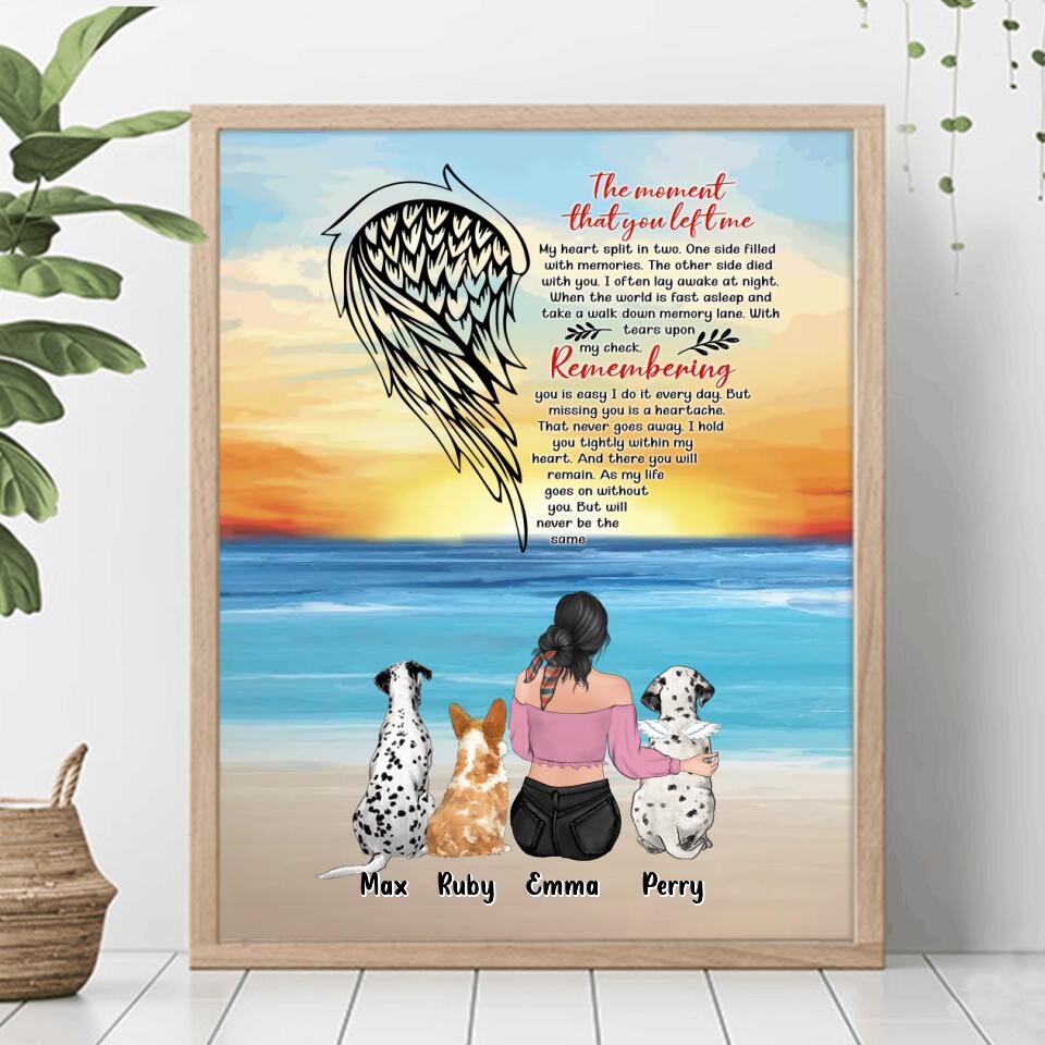Personalized Memorial Pet Mom Poster - Memorial Gift Idea For Dog/Cat Lover - Up to 3 Pets - The Moment That You Left Me