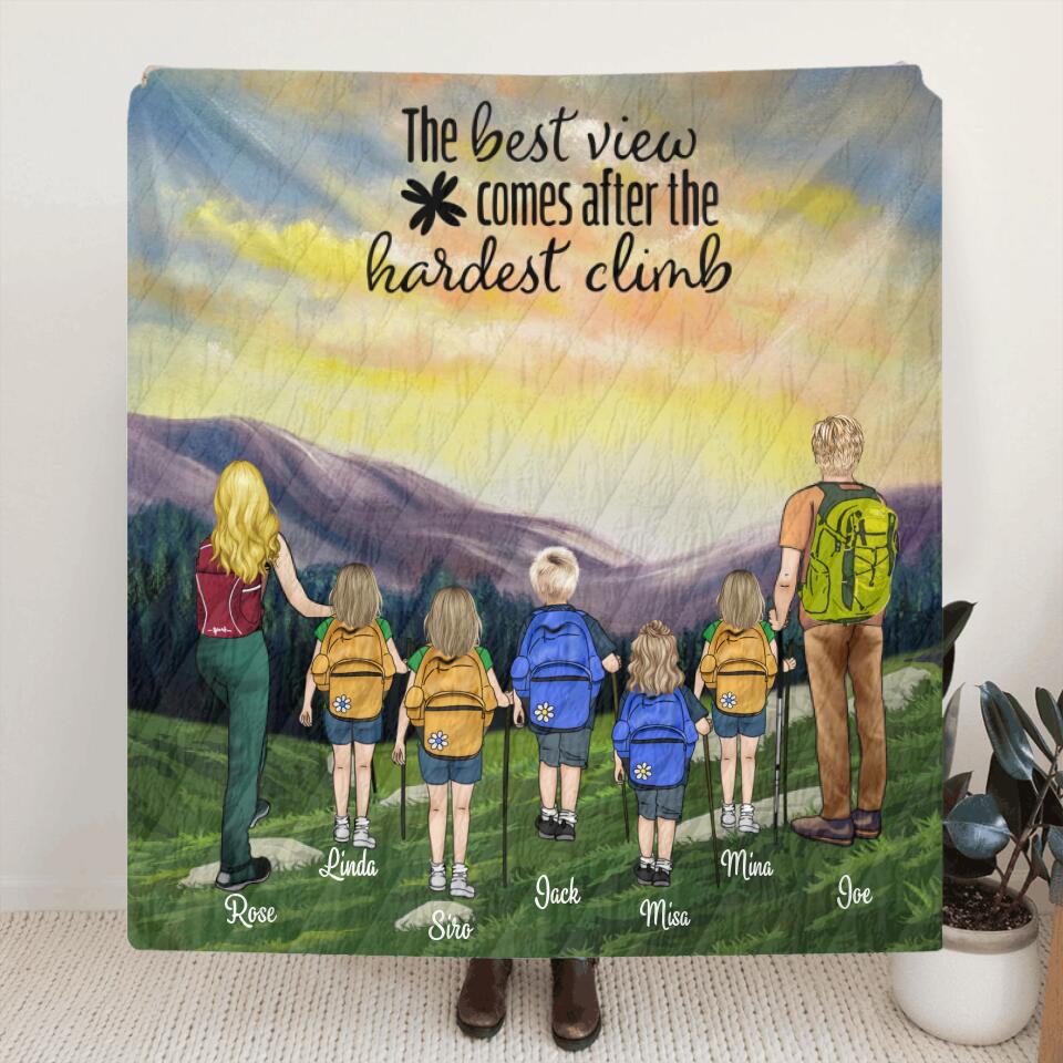 Personalized Hiking Quilt/Fleece Blanket, Gift Idea for the whole family, Hiking Lovers - Parents & 5 Kids