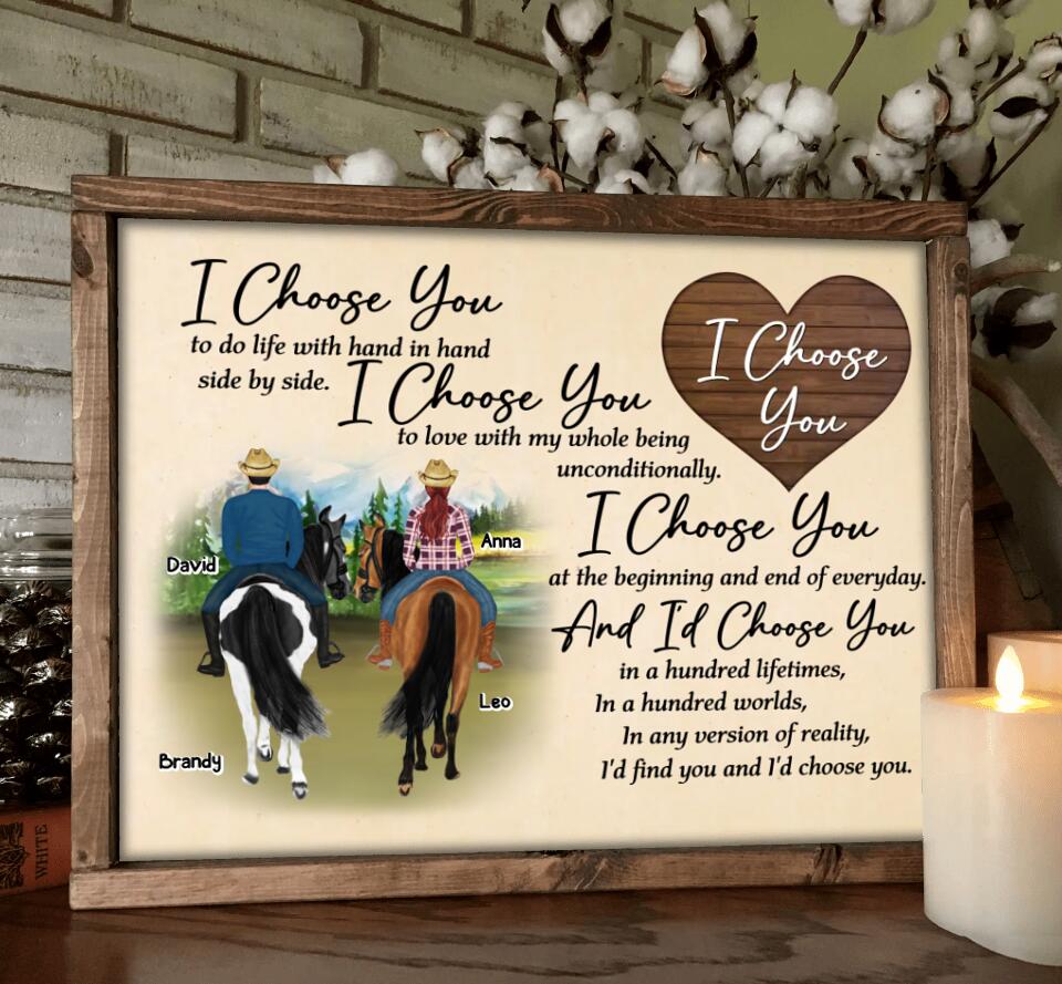 Personalized Farmer Couple Riding Horse Poster - Gift Idea For Couple/Husband And Wife/Mother's Day Gift From Husband - I Choose You