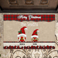 Custom Personalized Gnomies Family Doormat - Adult/ Couple With Upto 3 Kids - Christmas Gift For Family