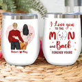 Personalized Couple Wine Tumbler - Valentine's Day Gift For Him/Her - Mother's Day Gift For Wife From Husband - I Love You To The Moon And Back
