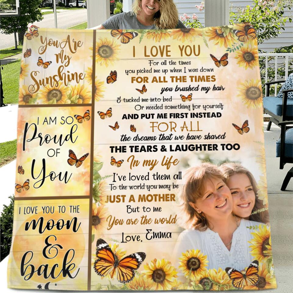 Personalized To My Mom Fleece Throw Blanket/Quilt  - Upload Photo - Mother's Day Gift Idea - I Love You