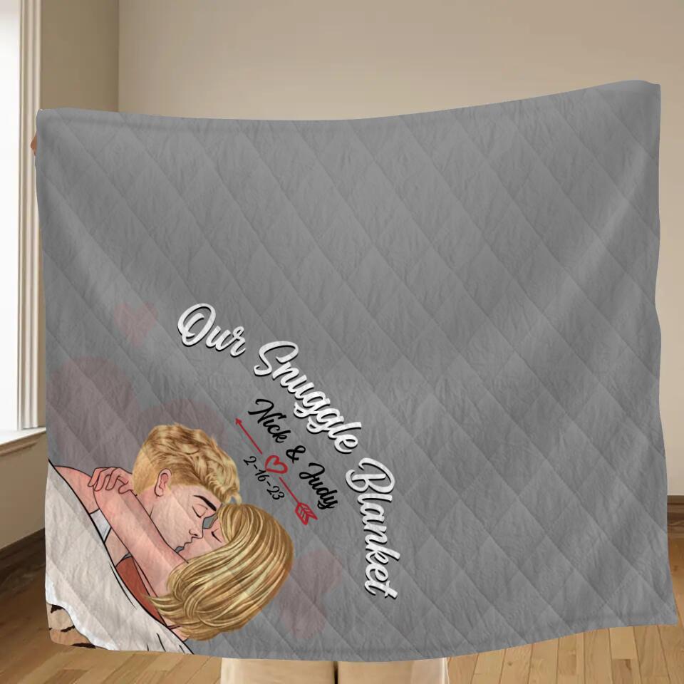 Personalized Couple Fleece Throw Blanket/Quilt - Gift Idea For Couple/Gift For Him/Her - Our Snuggle Blanket