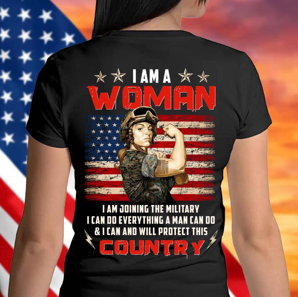 Women Military Warrior Graphic T-Shirt Proud Patriot Tee - Image 2