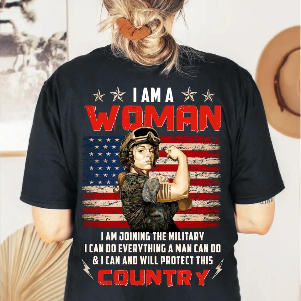 Women Military Warrior Graphic T-Shirt Proud Patriot Tee - Image 3