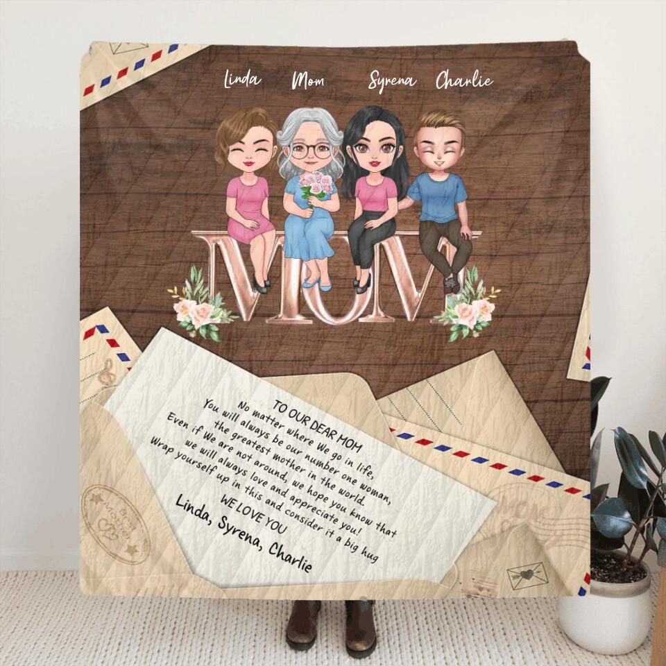 Personalized Mom & Children Quilt/Fleece Throw Blanket - Gift Idea For Mother's Day - Up to 3 Children - You Will Always Be Our Number One Woman