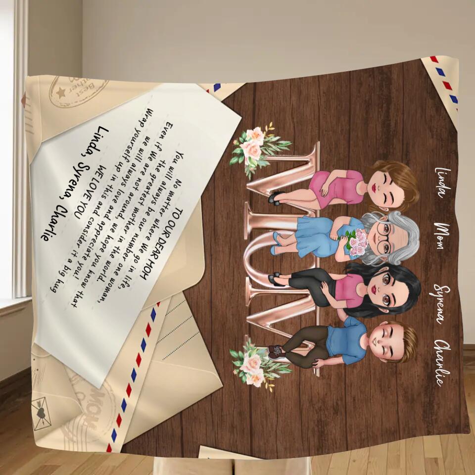 Personalized Mom & Children Quilt/Fleece Throw Blanket - Gift Idea For Mother's Day - Up to 3 Children - You Will Always Be Our Number One Woman