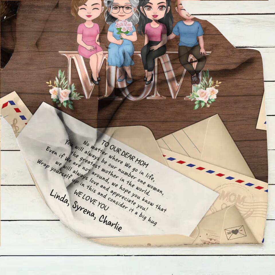 Personalized Mom & Children Quilt/Fleece Throw Blanket - Gift Idea For Mother's Day - Up to 3 Children - You Will Always Be Our Number One Woman