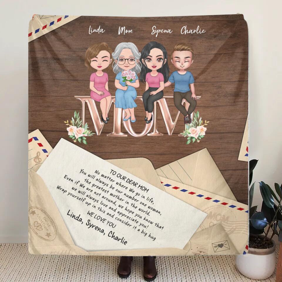Personalized Mom & Children Quilt/Fleece Throw Blanket - Gift Idea For Mother's Day - Up to 3 Children - You Will Always Be Our Number One Woman