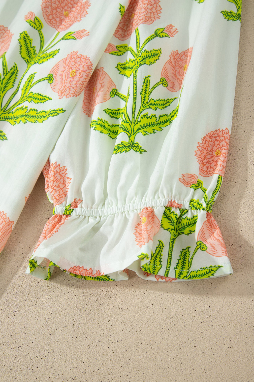 Giuliana Floral Print Blouse with Striped Trim Detail
