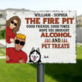 Personalized Couple With Pets Metal Sign - Gift Idea For Couple/Dog/Cat Lover - Up to 4 Pets - Good Friends, Good Times Hope You Brought Alcohol And Pet Treats