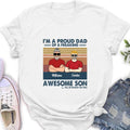 Personalized Parent With Children Shirt/Long Sleeve/Hoodie/Sweatshirt - Gift Idea For Mother's Day/Father's Day - Up to 4 Children - I'm A Proud Dad Of A Freaking Awesome Son