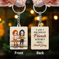 Personalized Best Friends Wooden Keychain - Up to 4 Girls - Gift Idea For Friends/Besties/Sisters - We're More Than Just Friends We're Like A Really Small Gang