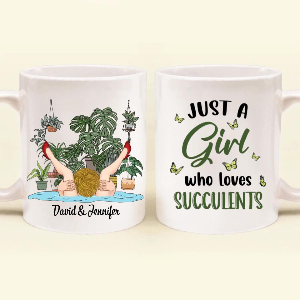 Personalized Girl Coffee Mug - Gift Idea For Plant Lovers - Just A Girl Who Loves Succulents