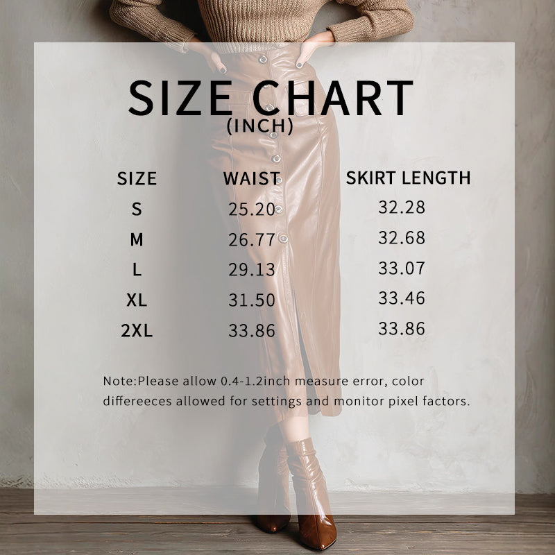 Women's Faux Leather High-Waisted Button Front Midi Skirt