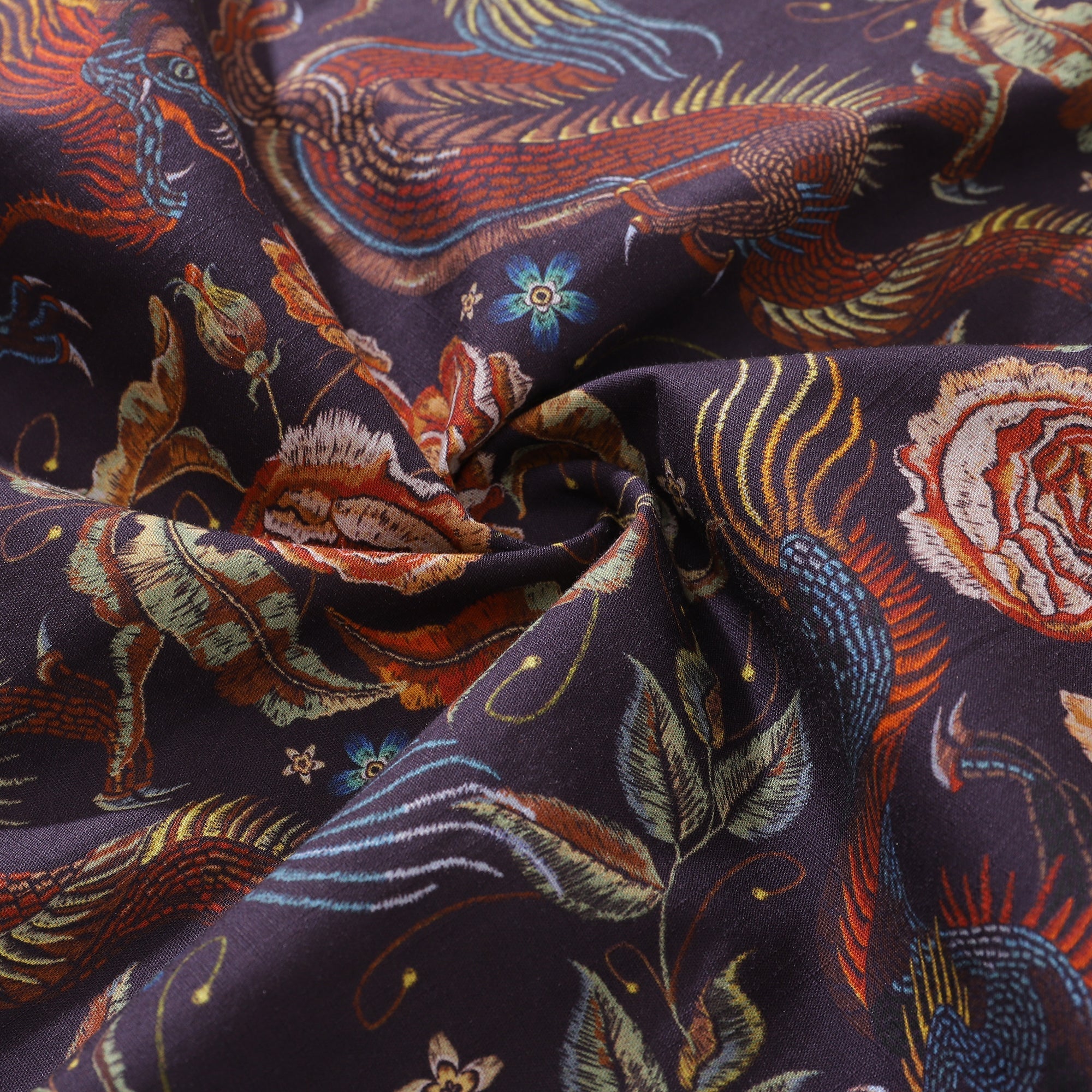 Men's Embroidered Style Dragon Hawaiian Camp Collar Shirt